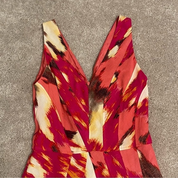 Calvin Klein Pink Yellow Linen Blend Sleeveless Mini Dress Size 8 - Picture 2 of 5